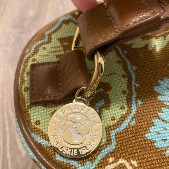 Spartina Daufuskie Island Brown Green Blue Zip Cosmetic Makeup Bag - Picture 11 of 15